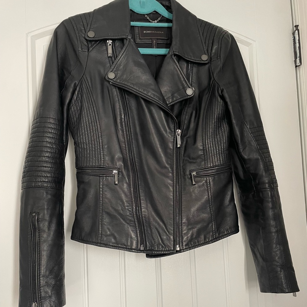 BCBGMaxazria leather moto jacket